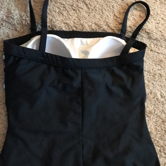 Maxine Blue Pink Black paint spat bathing swimsuit Plus size 16 XL tummy control - Picture 8 of 16